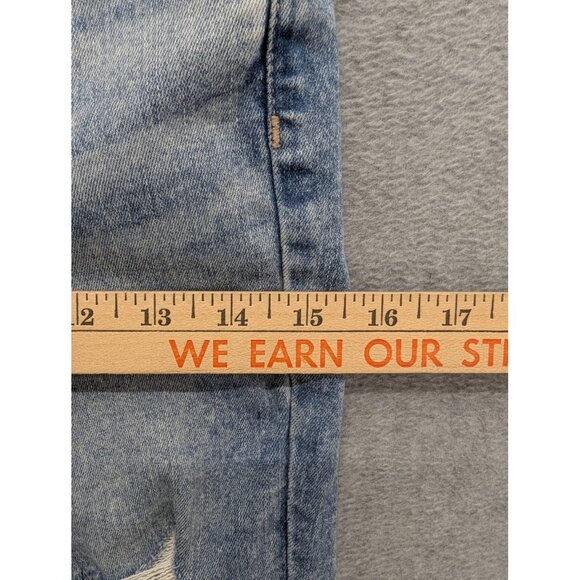 American Eagle Jeans Womens 8 Long Blue Super Hi Rise Flare Distressed Boho - Picture 3 of 15